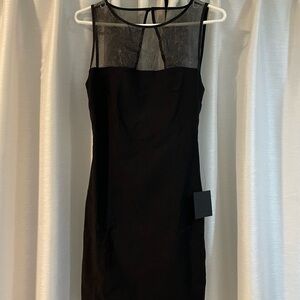 Lulu's Black Sheer Panel Mini Dress